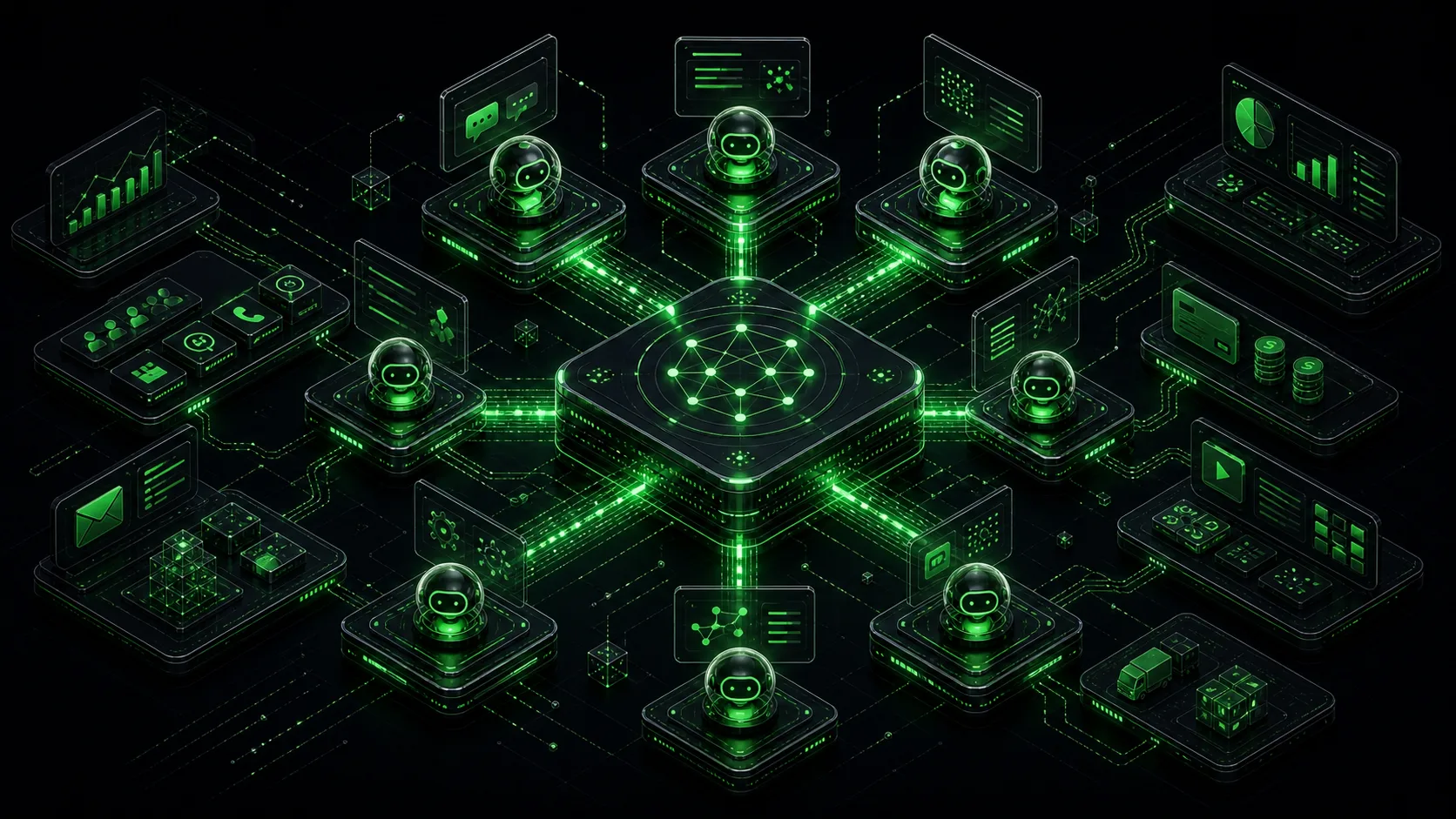 Isometric infrastructure cover for What Are the Best AI Agents for Business Automation?