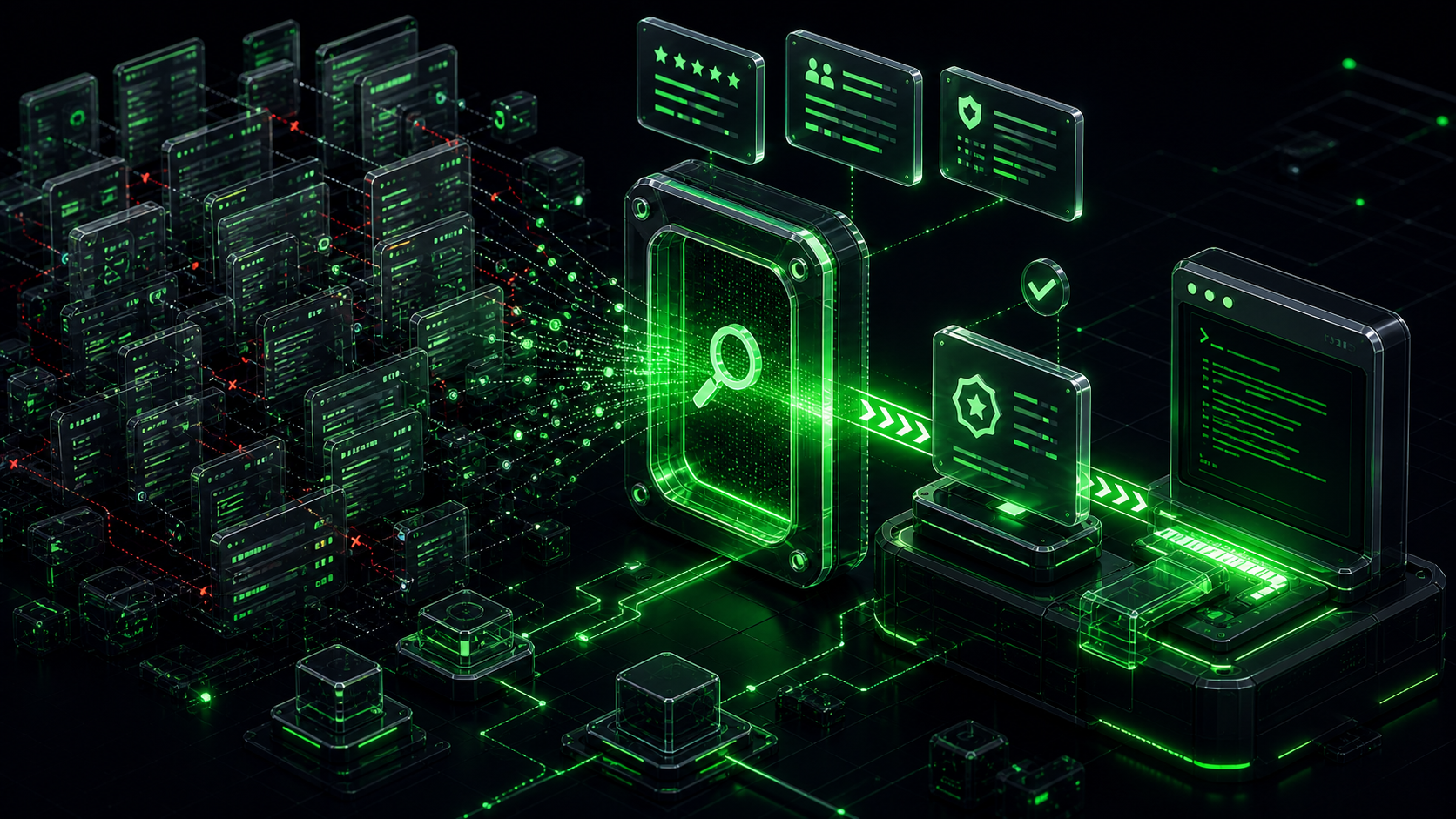 Neon control interface representing Claude Code skill discovery workflow
