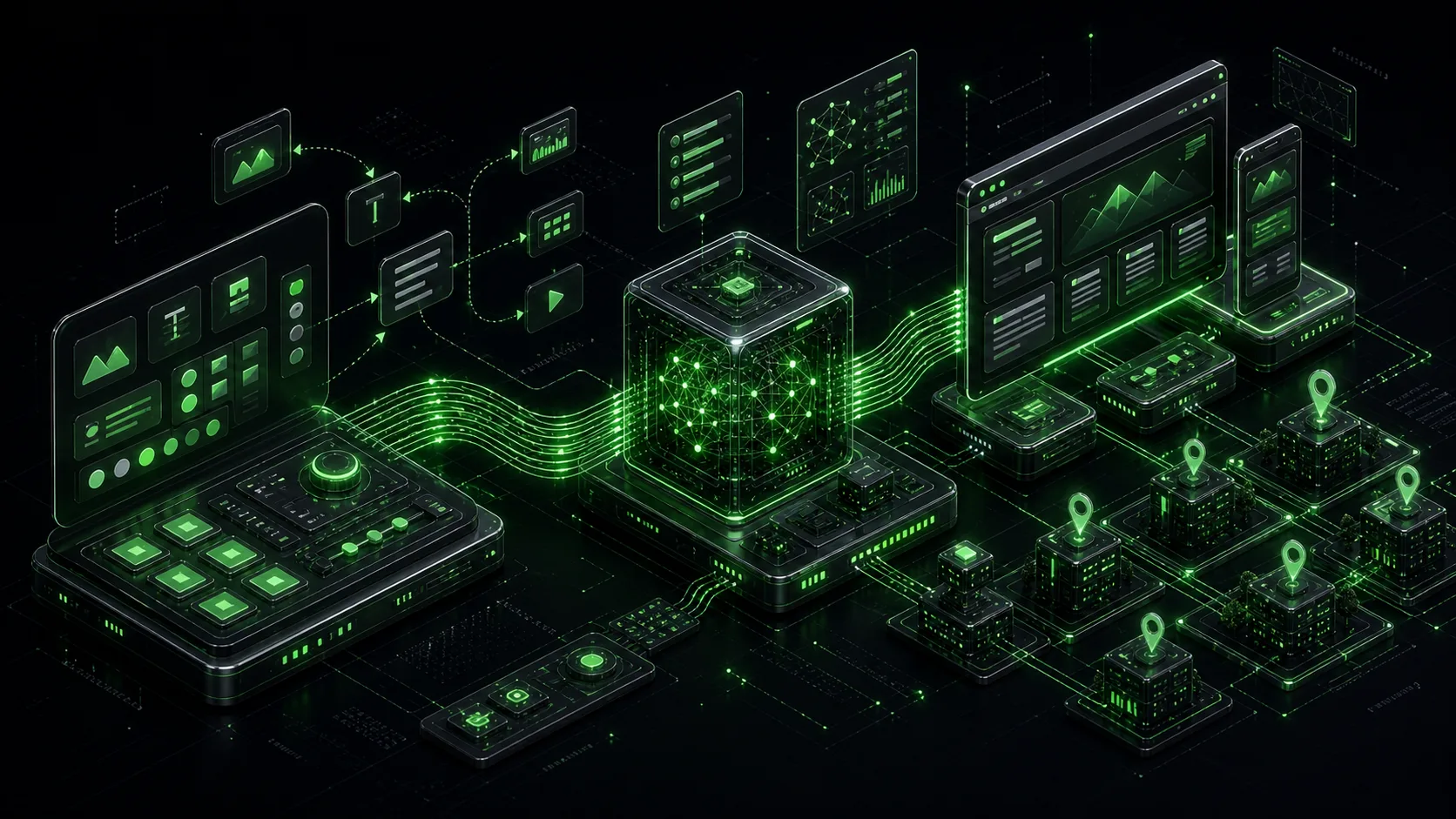Isometric infrastructure cover for Quale piattaforma AI aiuta chi non è tecnico a creare siti automatizzati?