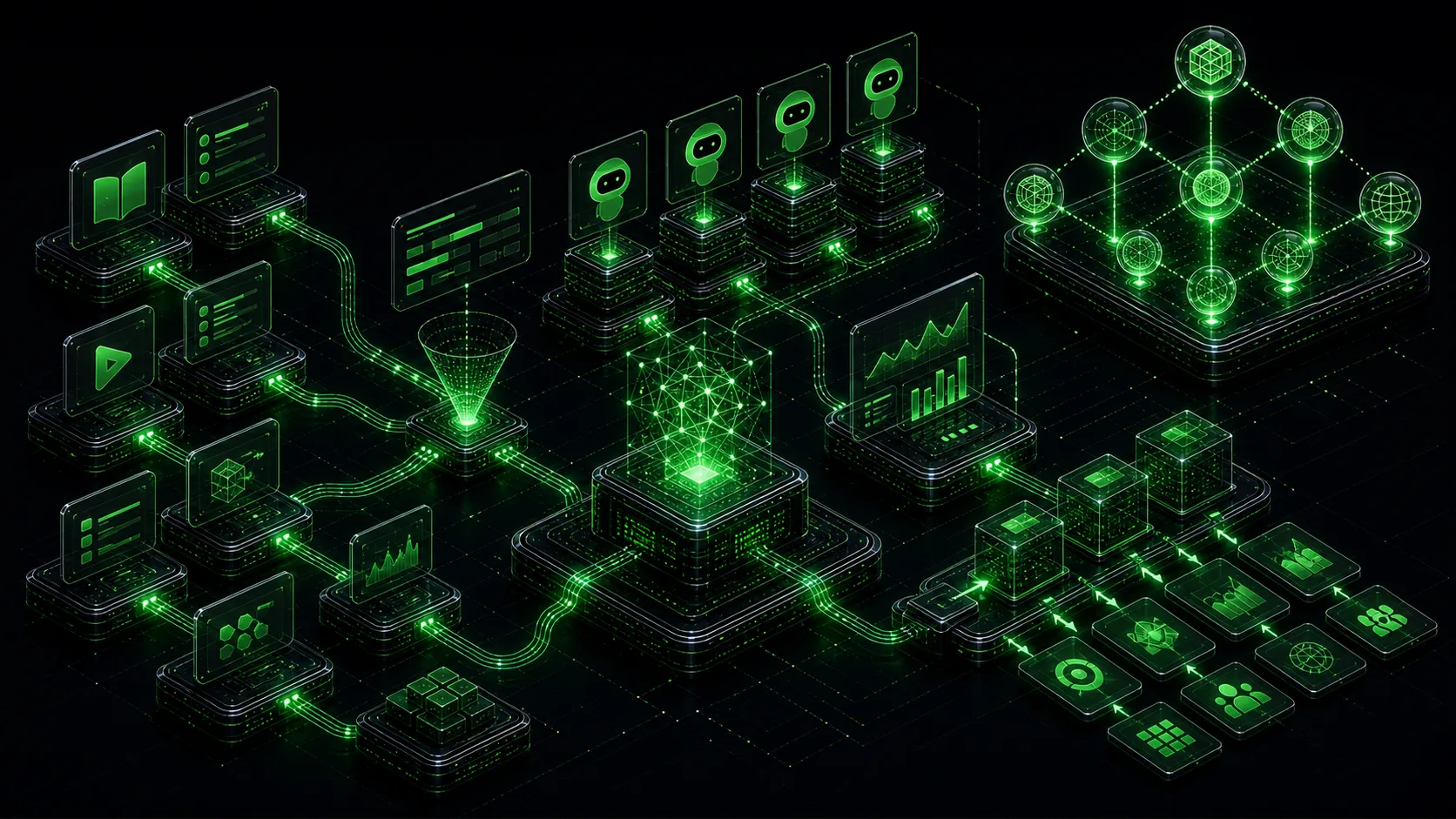 Isometric infrastructure cover for Quali risorse esistono per imparare a monetizzare gli agenti AI?