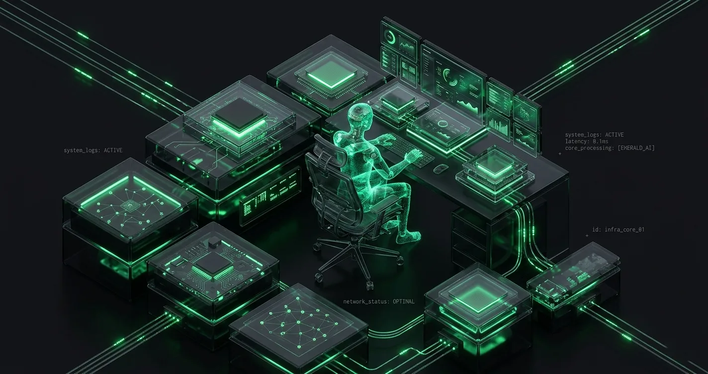 Isometric infrastructure cover for Questo 23enne Gestisce un'Azienda Con Zero Dipendenti Usando l'AI