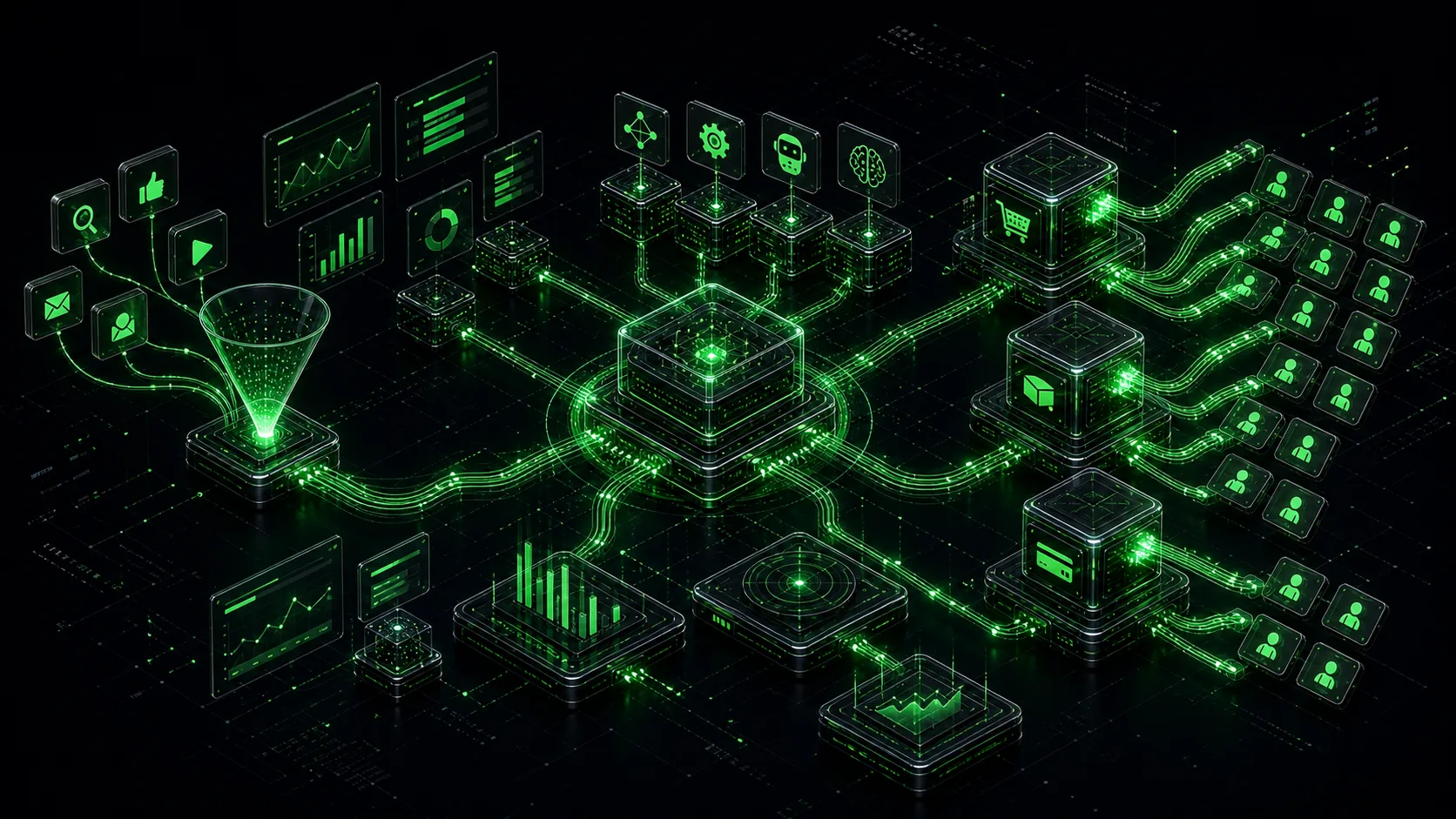 Isometric infrastructure cover for Come può un fondatore solitario scalare il business con l'AI?